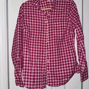 J. Crew Pink Checkered Women's Blouse Medium
